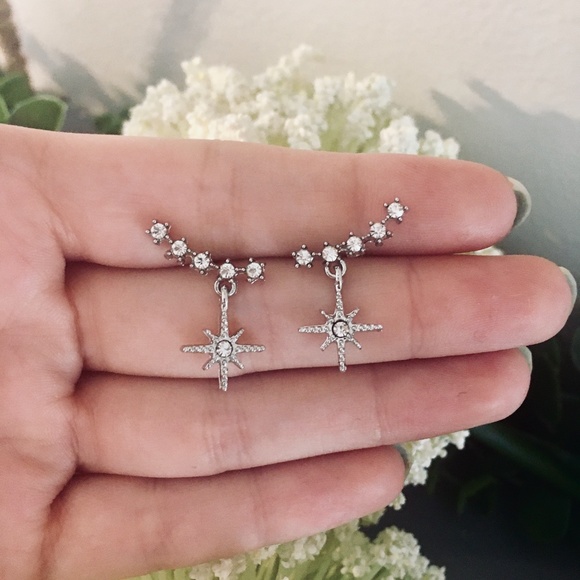 Sterling Silver Constellation Ear Climber Earrings - Picture 4 of 7